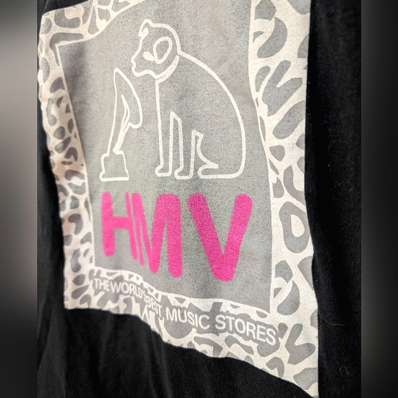 HMV Merch Logo with Dog and Gramophone - Black T-Shirt (Size M) - Picture 3 of 6